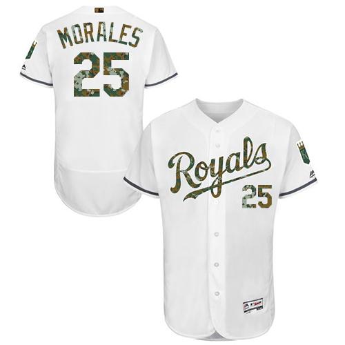 Royals #25 Kendrys Morales White Flexbase Authentic Collection Memorial Day Stitched MLB Jersey